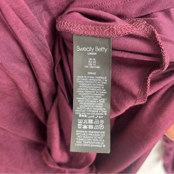 Sweaty Betty Size US 12 Maroon Knot Front Hoodie Long Sleeve Jersey Top N5 - Picture 3 of 6